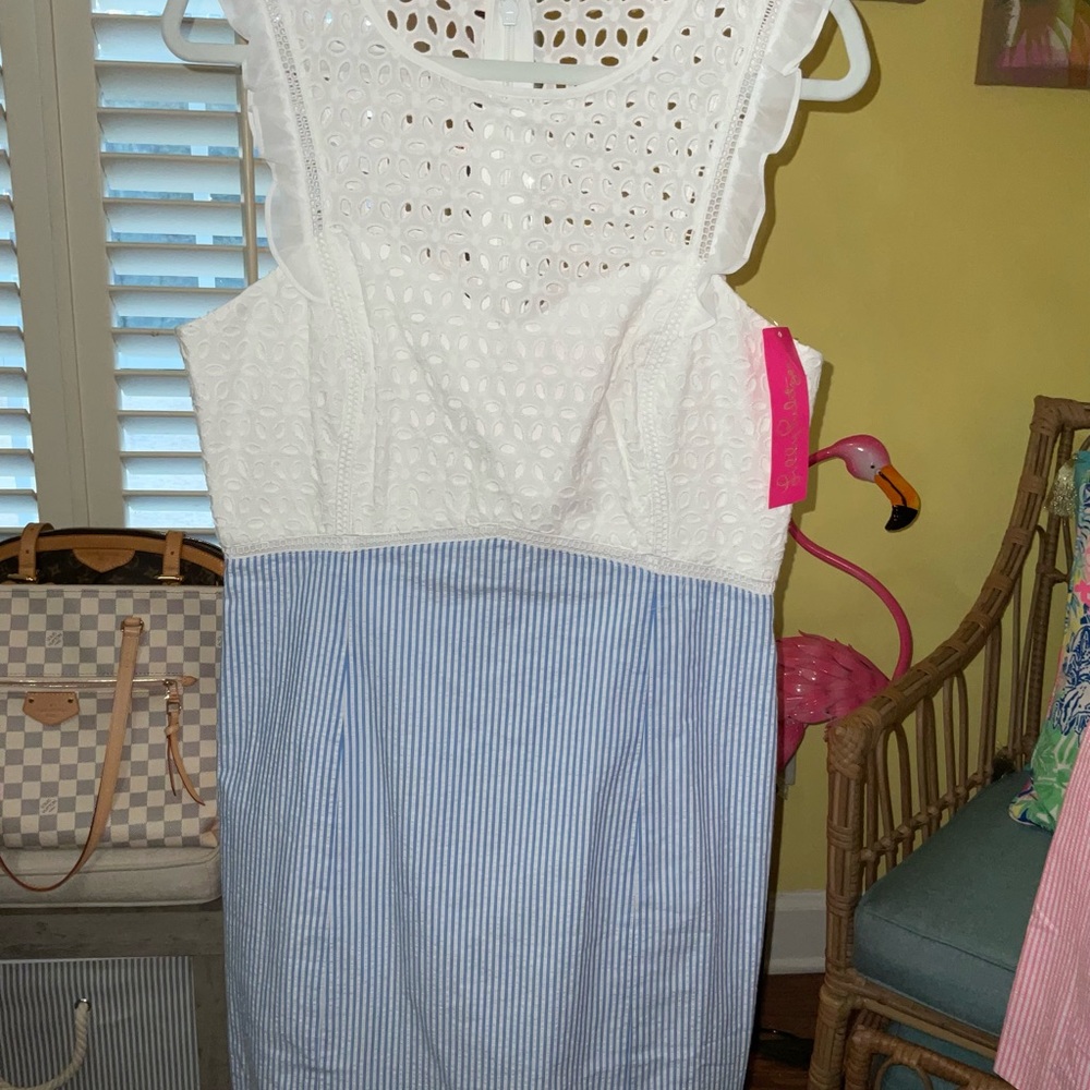 Lilly Pulitzer White and Blue Dress NWOT! - Picture 15 of 16